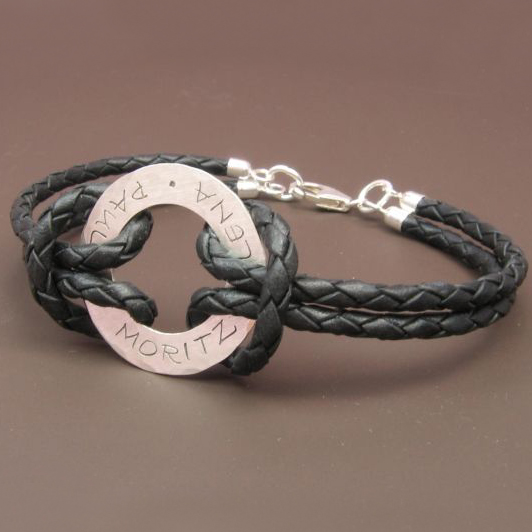 CIRCLE OF LOVE MEN 925 Silber Lederarmband